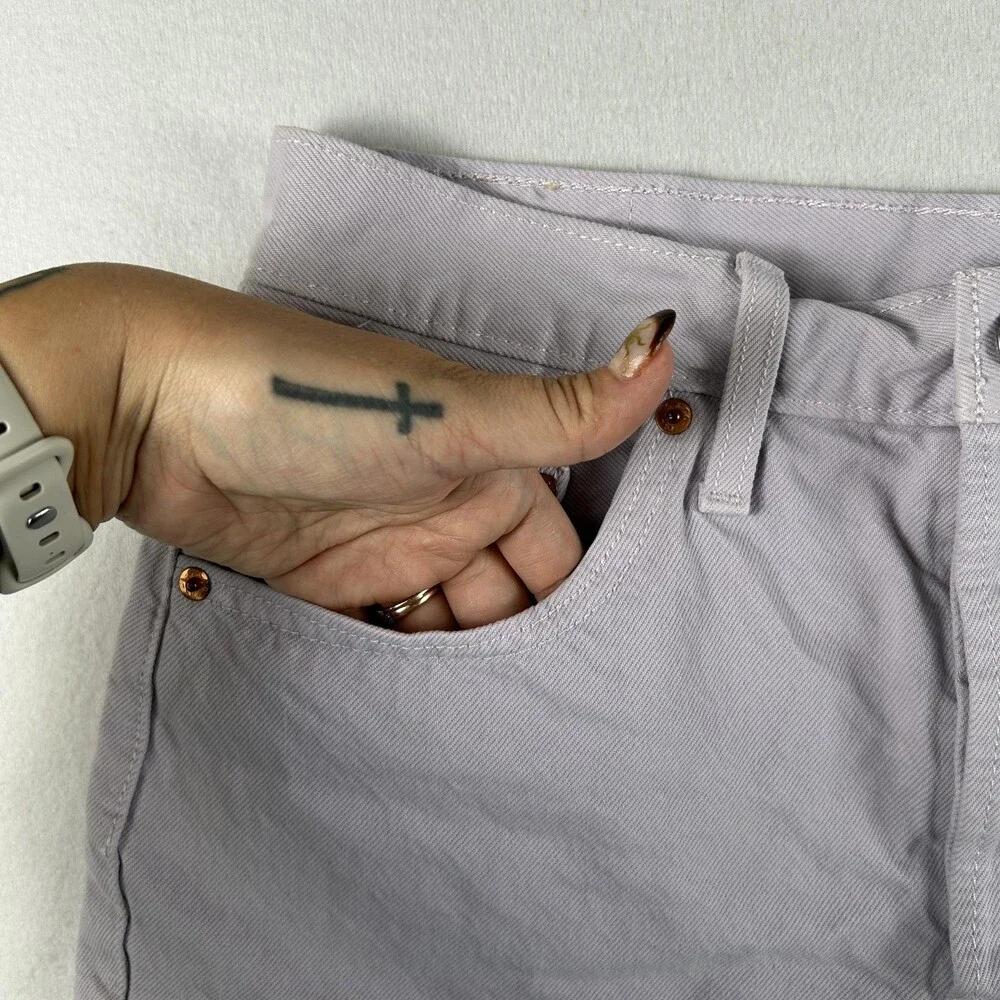 Levi's 501 Shorts Womens 30 Purple Denim High Rise Cutoff Button Fly Raw Hem